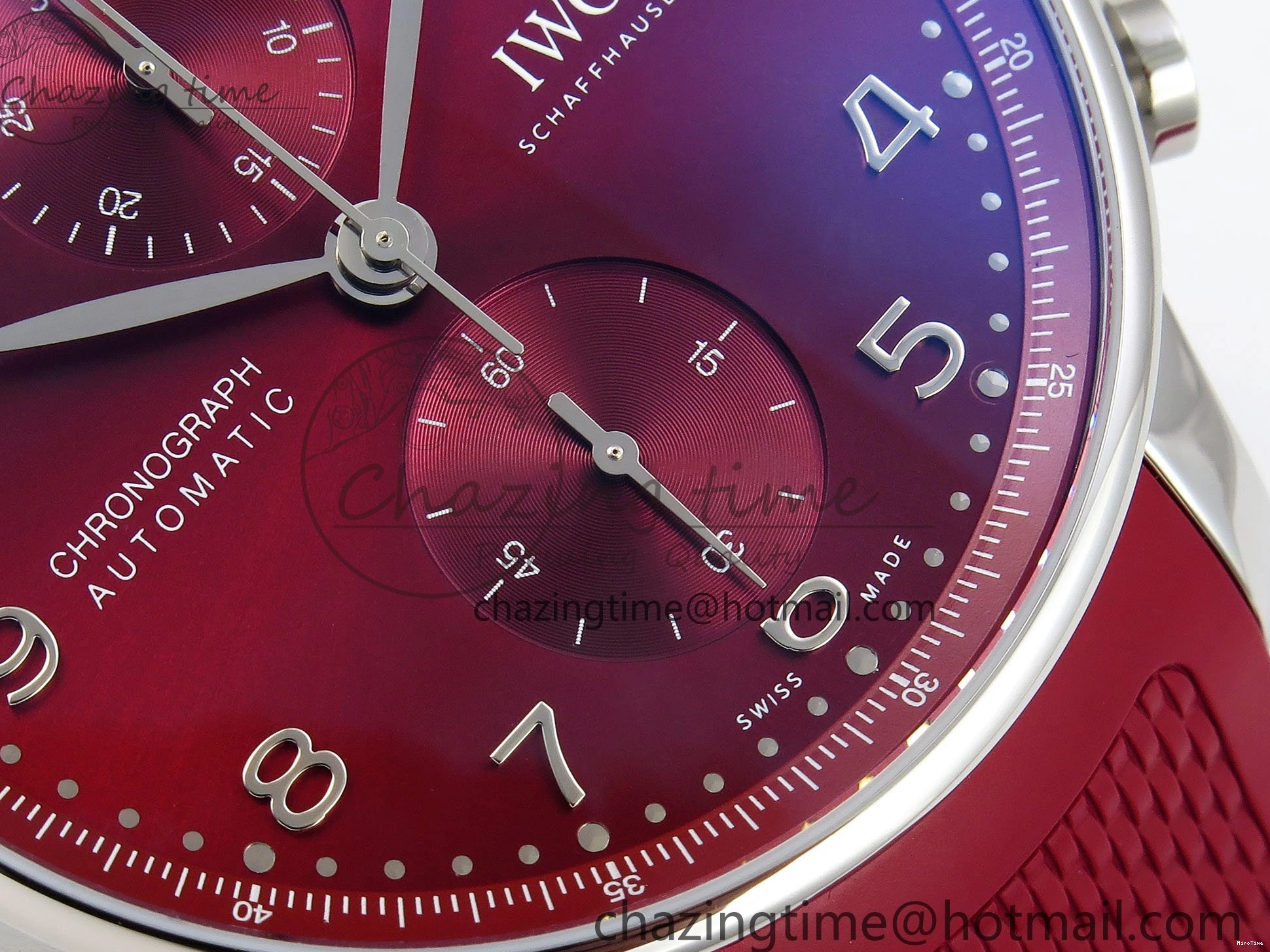 MIROTIME 0311 Reliable Portuguese Chrono IW3716 Z+F 1:1 Best Edition Red Dial on Red Rubber Strap A 7015